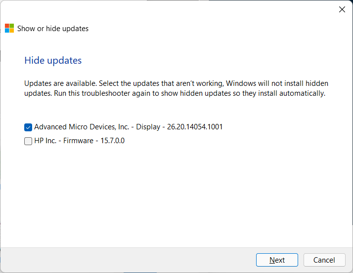 wushowhide.diagcab Tool von Microsoft
