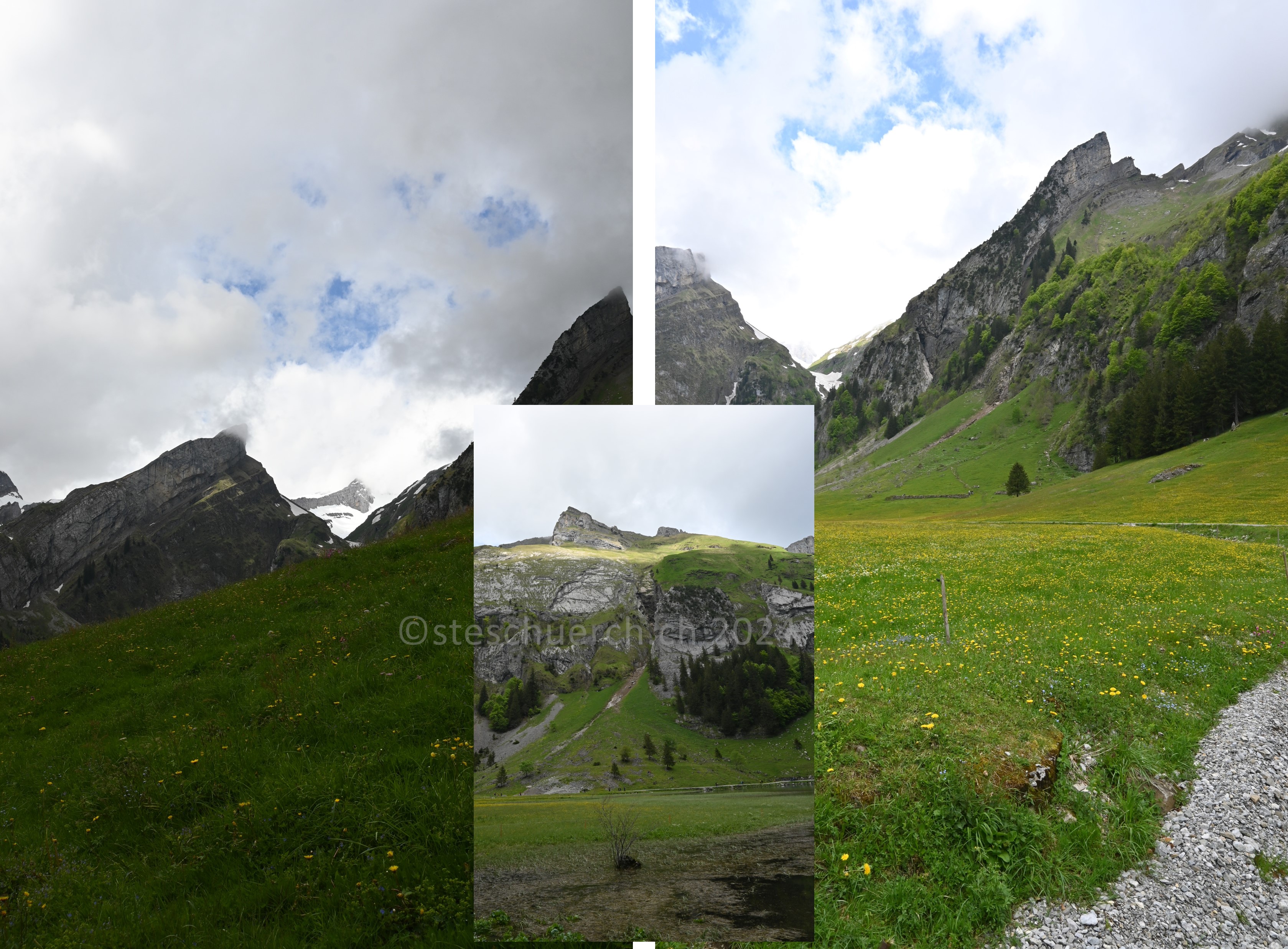 Blick auf felsige Berge im Appenzell.